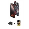 MARSİLYAN™- iPhone 15 Pro Kılıf Siluet Doku - Siyah Buffer Cam Ekran Koruyucu + Raze Metal Kamera Lens - TMGI
