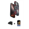 MARSİLYAN™- iPhone 15 Pro Kılıf Siluet Doku - Siyah Buffer Hayalet Cam Ekran Koruyucu + Raze Metal Kamera Lens - SH