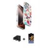 MARSİLYAN™- iPhone 15 Pro Kılıf Siluet Doku - Siyah Buffer Hayalet Cam Ekran Koruyucu + Siyah Raze Metal Kamera Lens