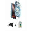 MARSİLYAN™- iPhone 15 Pro Kılıf Siluet Doku - Siyah Polymer Nano Ekran Koruyucu + Raze Metal Kamera Lens - SH