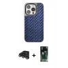 MARSİLYAN™- iPhone 15 Pro Kılıf Siluet Form Serisi - Siyah 360 Mat Full Body Arka Koruyucu + Raze Metal Kamera Lens - TMGI
