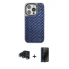 MARSİLYAN™- iPhone 15 Pro Kılıf Siluet Form Serisi - Siyah 3D Antistatik Hayalet Cam Ekran Koruyucu + Raze Metal Kamera Lens - LT