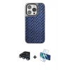 MARSİLYAN™- iPhone 15 Pro Kılıf Siluet Form Serisi - Siyah 3D Antistatik Seramik Nano Ekran Koruyucu + Raze Metal Kamera Lens - LT