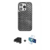 MARSİLYAN™- iPhone 15 Pro Kılıf Siluet Form Serisi - Siyah 3D Antistatik Seramik Nano Ekran Koruyucu + Raze Metal Kamera Lens - TMGI