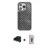 MARSİLYAN™- iPhone 15 Pro Kılıf Siluet Form Serisi - Siyah Bilvis 3D Cam Ekran Koruyucu + Raze Metal Kamera Lens - SH