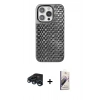 MARSİLYAN™- iPhone 15 Pro Kılıf Siluet Form Serisi - Siyah Bilvis 3D Mat Cam Ekran Koruyucu + Raze Metal Kamera Lens - LT