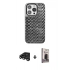 MARSİLYAN™- iPhone 15 Pro Kılıf Siluet Form Serisi - Siyah Bilvis Hayalet Cam Ekran Koruyucu + Raze Metal Kamera Lens - TMGI