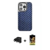 MARSİLYAN™- iPhone 15 Pro Kılıf Siluet Form Serisi - Siyah Buffer Cam Ekran Koruyucu + Siyah Raze Metal Kamera Lens