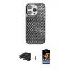 MARSİLYAN™- iPhone 15 Pro Kılıf Siluet Form Serisi - Siyah Buffer Hayalet Cam Ekran Koruyucu + Lacivert Raze Metal Kamera Lens