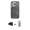 MARSİLYAN™- iPhone 15 Pro Kılıf Siluet Form Serisi - Siyah Polymer Nano Ekran Koruyucu + Siyah Raze Metal Kamera Lens