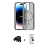MARSİLYAN™- iPhone 15 Pro Kılıf Siluet Minimal Prime - Şeffaf Pasifik Cam Ekran Koruyucu + Raze Metal Kamera Lens - SH