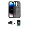 MARSİLYAN™- iPhone 15 Pro Kılıf Siluet Minimal Prime - Siyah 360 Mat Full Body Arka Koruyucu + Raze Metal Kamera Lens - GS