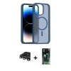 MARSİLYAN™- iPhone 15 Pro Kılıf Siluet Minimal Prime - Siyah 360 Mat Full Body Arka Koruyucu + Raze Metal Kamera Lens - GS
