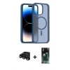 MARSİLYAN™- iPhone 15 Pro Kılıf Siluet Minimal Prime - Siyah 360 Mat Full Body Arka Koruyucu + Raze Metal Kamera Lens - SH