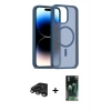 MARSİLYAN™- iPhone 15 Pro Kılıf Siluet Minimal Prime - Siyah 360 Mat Full Body Arka Koruyucu + Raze Metal Kamera Lens - TMGI