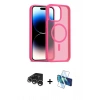 MARSİLYAN™- iPhone 15 Pro Kılıf Siluet Minimal Prime - Siyah 3D Antistatik Cam Ekran Koruyucu + Gümüş Raze Metal Kamera Lens