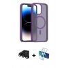 MARSİLYAN™- iPhone 15 Pro Kılıf Siluet Minimal Prime - Siyah 3D Antistatik Cam Ekran Koruyucu + Raze Metal Kamera Lens - SH