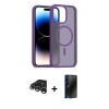 MARSİLYAN™- iPhone 15 Pro Kılıf Siluet Minimal Prime - Siyah 3D Antistatik Hayalet Cam Ekran Koruyucu + Raze Metal Kamera Lens - GS