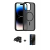 MARSİLYAN™- iPhone 15 Pro Kılıf Siluet Minimal Prime - Siyah 3D Antistatik Hayalet Cam Ekran Koruyucu + Raze Metal Kamera Lens - GS