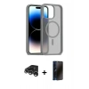 MARSİLYAN™- iPhone 15 Pro Kılıf Siluet Minimal Prime - Siyah 3D Antistatik Hayalet Cam Ekran Koruyucu + Raze Metal Kamera Lens - GS