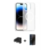 MARSİLYAN™- iPhone 15 Pro Kılıf Siluet Minimal Prime - Siyah 3D Antistatik Hayalet Cam Ekran Koruyucu + Raze Metal Kamera Lens - TMGI
