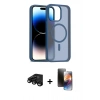 MARSİLYAN™- iPhone 15 Pro Kılıf Siluet Minimal Prime - Siyah 3D Antistatik Mat Seramik Nano Ekran Koruyucu + Raze Metal Kamera Lens - SH