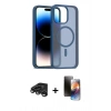 MARSİLYAN™- iPhone 15 Pro Kılıf Siluet Minimal Prime - Siyah 3D Antistatik Mat Seramik Nano Ekran Koruyucu + Raze Metal Kamera Lens - TMGI