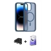 MARSİLYAN™- iPhone 15 Pro Kılıf Siluet Minimal Prime - Siyah Bilvis 5in1 5D Magic Hayalet Cam Ekran Koruyucu + Raze Metal Kamera Lens - TMGI