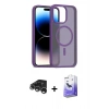 MARSİLYAN™- iPhone 15 Pro Kılıf Siluet Minimal Prime - Siyah Bilvis 5in1 5D Magic Hayalet Cam Ekran Koruyucu + Gümüş Raze Metal Kamera Lens