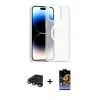 MARSİLYAN™- iPhone 15 Pro Kılıf Siluet Minimal Prime - Siyah Buffer Hayalet Cam Ekran Koruyucu + Titanyum Gri Raze Metal Kamera Lens