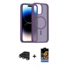 MARSİLYAN™- iPhone 15 Pro Kılıf Siluet Minimal Prime - Siyah Buffer Hayalet Cam Ekran Koruyucu + Titanyum Gri Raze Metal Kamera Lens