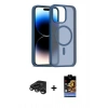 MARSİLYAN™- iPhone 15 Pro Kılıf Siluet Minimal Prime - Siyah Buffer Hayalet Cam Ekran Koruyucu + Titanyum Gri Raze Metal Kamera Lens