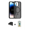 MARSİLYAN™- iPhone 15 Pro Kılıf Siluet Minimal Prime - Siyah Polymer Nano Ekran Koruyucu + Raze Metal Kamera Lens - GS