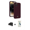 MARSİLYAN™- iPhone 15 Pro Kılıf Vadi Çizgi Prime - Şeffaf Pasifik Cam Ekran Koruyucu + Raze Metal Kamera Lens - TMGI