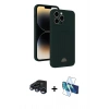 MARSİLYAN™- iPhone 15 Pro Kılıf Vadi Çizgi Prime - Siyah 3D Antistatik Cam Ekran Koruyucu + Raze Metal Kamera Lens - LT