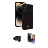 MARSİLYAN™- iPhone 15 Pro Kılıf Vadi Çizgi Prime - Siyah 3D Antistatik Mat Seramik Nano Ekran Koruyucu + Raze Metal Kamera Lens - TMGI