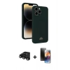 MARSİLYAN™- iPhone 15 Pro Kılıf Vadi Çizgi Prime - Siyah 3D Antistatik Mat Seramik Nano Ekran Koruyucu + Raze Metal Kamera Lens - SH