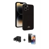 MARSİLYAN™- iPhone 15 Pro Kılıf Vadi Çizgi Prime - Siyah 3D Antistatik Mat Seramik Nano Ekran Koruyucu + Raze Metal Kamera Lens - SH