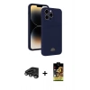 MARSİLYAN™- iPhone 15 Pro Kılıf Vadi Çizgi Prime - Siyah Buffer Cam Ekran Koruyucu + Titanyum Gri Raze Metal Kamera Lens