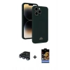 MARSİLYAN™- iPhone 15 Pro Kılıf Vadi Çizgi Prime - Siyah Buffer Hayalet Cam Ekran Koruyucu + Raze Metal Kamera Lens - LT