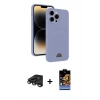 MARSİLYAN™- iPhone 15 Pro Kılıf Vadi Çizgi Prime - Siyah Buffer Hayalet Cam Ekran Koruyucu + Raze Metal Kamera Lens - TMGI