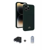 MARSİLYAN™- iPhone 15 Pro Kılıf Vadi Çizgi Prime - Siyah Joko Magic 5D Cam + Lacivert Raze Metal Kamera Lens