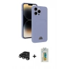 MARSİLYAN™- iPhone 15 Pro Kılıf Vadi Çizgi Prime - Siyah Polymer Nano Ekran Koruyucu + Raze Metal Kamera Lens - TMGI