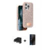 MARSİLYAN™- iPhone 15 Pro Kılıf Vadi Klasik Serisi - Siyah 3D Antistatik Hayalet Cam Ekran Koruyucu + Raze Metal Kamera Lens - TMGI