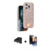 MARSİLYAN™- iPhone 15 Pro Kılıf Vadi Klasik Serisi - Siyah 3D Antistatik Mat Seramik Nano Ekran Koruyucu + Raze Metal Kamera Lens - GS