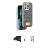 MARSİLYAN™- iPhone 15 Pro Kılıf Vadi Klasik Serisi - Siyah Bilvis 0.18mm Plus Cam Ekran Koruyucu + Raze Metal Kamera Lens - GS