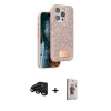 MARSİLYAN™- iPhone 15 Pro Kılıf Vadi Klasik Serisi - Siyah Bilvis 3D Cam Ekran Koruyucu + Raze Metal Kamera Lens - SH