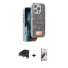 MARSİLYAN™- iPhone 15 Pro Kılıf Vadi Klasik Serisi - Siyah Bilvis 3D Mat Cam Ekran Koruyucu + Raze Metal Kamera Lens - GS