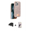 MARSİLYAN™- iPhone 15 Pro Kılıf Vadi Klasik Serisi - Siyah Bilvis 3D Mat Cam Ekran Koruyucu + Raze Metal Kamera Lens - GS