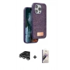 MARSİLYAN™- iPhone 15 Pro Kılıf Vadi Klasik Serisi - Siyah Bilvis 3D Mat Cam Ekran Koruyucu + Raze Metal Kamera Lens - GS